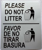 PLEASE DO NOT LITTER ENGLISH SPANISH HPD SIGN