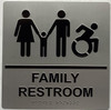 FAMILY RESTROOM ACCESSIBLE HPD SIGN Raised letters , Raised Image & Grade 2 Braille - Includes Red Adhesive pad for Easy Installation