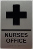 NURSES OFFICE HPD SIGN Raised letters, Raised Image & Grade 2 Braille - Includes Red Adhesive pad for Easy Installation