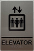 ELEVATOR SIGN Raised letters, Raised Image & Grade 2 Braille - Includes Red Adhesive pad for Easy Installation