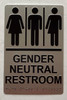 GENDER NEUTRAL RESTROOM COMPLIANCE SIGNRaised letters, RAISED IMAGE & Grade 2 Braille - Includes Red Adhesive pad for Easy Installation