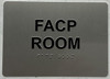 FACP ROOM / FIRE ALARM CONTROL PANEL ROOM SIGNAGE Raised letters & Grade 2 Braille - Includes Red Adhesive pad for Easy Installation