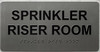 SPRINKLER RISER ROOM SIGNAGE Raised letters & Grade 2 Braille - Includes Red Adhesive pad for Easy Installation