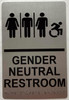 GENDER NEUTRAL RESTROOM ACCESSIBLE HPD SIGN Raised letters, RAISED IMAGE & Grade 2 Braille - Includes Red Adhesive pad for Easy Installation