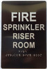 FIRE SPRINKLER RISER ROOM SIGN Raised letters & Grade 2 Braille - Includes Red Adhesive pad for Easy Installation
