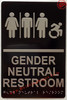 GENDER NEUTRAL RESTROOM ACCESSIBLE SIGNAGE Raised letters & Grade 2 Braille - Includes Red Adhesive pad for Easy Installation