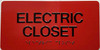 Electric Closet COMPLIANCE SIGNRaised letters & Grade 2 Braille - Includes Red Adhesive pad for Easy Installation