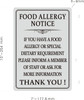 FOOD ALLERGY NOTICE HPD SIGN FOOD ALLERGY NOTICE HPD SIGN