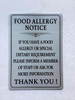 FOOD ALLERGY NOTICE COMPLIANCE SIGN FOOD ALLERGY NOTICE COMPLIANCE SIGN