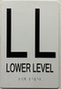 LOWER LEVERL LL FLOOR NUMBER SIGN with Raised letters/Image & Grade 2 Braille - Includes Red Adhesive pad for Easy Installation