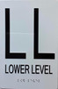 LOWER LEVERL LL FLOOR NUMBER with Raised letters/Image & Grade 2 Braille - Includes Red Adhesive pad for Easy Installation Compliance Sign