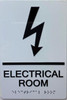 Electrical Room Sign with Raised letters/Image & Grade 2 Braille - Includes Red Adhesive pad for Easy Installation