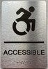 ACCESSIBLE sign with Raised letters/Image & Grade 2 Braille - Includes Red Adhesive pad for Easy Installation