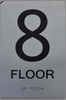 FLOOR NUMBER SIGN Tactile Graphics Grade 2 Braille Text with raised letters aluminum, Safety Sign for Office, school Hospital, brush SILVER
