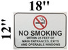 NO SMOKING WITHIN 25 FEET OF MAIN ENTRANCES, EXIT AND OPERABLE WINDOWS SIGNSafety Sign