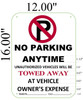NO PARKING ANY TIME DOB SIGN