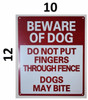 Beware of Dog Do Not Put Fingers Through Fence - Dog May bite BUILDING SIGN- Beware of Dog Do Not Put Fingers Through Fence - Dog May bite BUILDING SIGN-