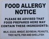 Food Allergy Notice Sign