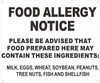 Food Allergy Notice SIGNAGE
