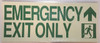 EMERGENCY EXIT ONLY ARROW up -Glow-In-The-Dark High Intensity- Hpd Sign