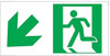 RUNNING MAN DOWN LEFT ARROW EXIT  -Glow-In-The-Dark High Intensity-Adhesive   Signage