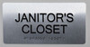 Janitors Closet Sign-Tactile Signs  Silver-Tactile Touch Braille Sign-Tactile Signs