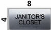 Janitors Closet Sign-Tactile Signs  Silver-Tactile Touch Braille Sign-Tactile Signs