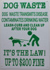 Dog Waste Transmits Disease Contaminates Drinking Water Sign