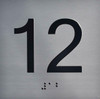12TH Floor Elevator Jamb Plate Sign- with Braille and Raised Number-Elevator Floor Number Sign- 12TH Floor Elevator Jamb Plate Sign- with Braille and Raised Number-Elevator Floor Number Sign-