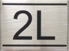 APARTMENT NUMBER DOB SIGN -2L -BRUSHED ALUMINUM