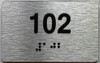 Apartment number 102 sign -Unit Number 102 sign / Suite 102 sign with Raised letters & Grade 2 Braille