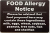 Food Allergy NOTICE Safety Sign FOR RESTURANTS Food Allergy NOTICE Safety Sign FOR RESTURANTS