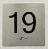 Elevator 19 FLOOR Sign/jamb plate 19 floor BUILDING SIGNletters/Image & Grade 2 Braille - Includes Red Adhesive pad for Easy Installation