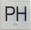 Elevator floor Penthouse -PH Sign / jamb plate floor Penthouse -PH sign letters/Image & Grade 2 Braille - Includes Red Adhesive pad for Easy Installation Elevator floor Penthouse -PH Sign / jamb plate floor Penthouse -PH sign letters/Image & Grade 2 Braille - Includes Red Adhesive pad for Easy Installation