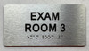 EXAM ROOM signS with Raised letters/Image & Grade 2 Braille - Includes Red Adhesive pad for Easy Installation