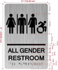ALL GENDER RESTROOM ACCESSIBLE SIGNAGE with Raised letters/Image & Grade 2 Braille - Includes Red Adhesive pad for Easy Installation