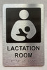 LACTATION ROOM DOB SIGN with Raised letters/Image & Grade 2 Braille - Includes Red Adhesive pad for Easy Installation