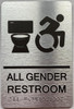 Restroom / Unisex ADA Compliant BUILDING SIGNwith Raised letters/Image & Grade 2 Braille - Includes Red Adhesive pad for Easy Installation
