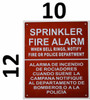 Sprinkler FIRE Alarm When Bell Rings NOTIFY Bilingual  with English & Spanish Text   Sign