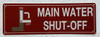 Main water shut-off Sign Main water shut-off Sign