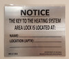 KEY TO THE HEATING SYSTEM SIGN KEY TO THE HEATING SYSTEM SIGN