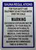 Sauna Regulations DOB SIGN Sauna Regulations DOB SIGN