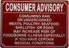 RESTAURANT Consumer Advisory sign RESTAURANT Consumer Advisory sign