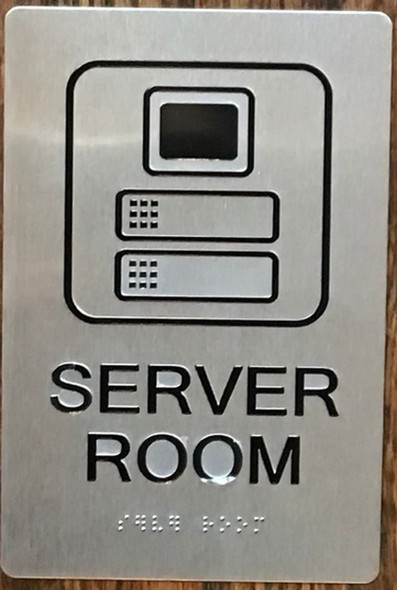 Server Room Sign -Braille Sign with Raised Tactile Graphics and Letters Server Room Sign -Braille Sign with Raised Tactile Graphics and Letters