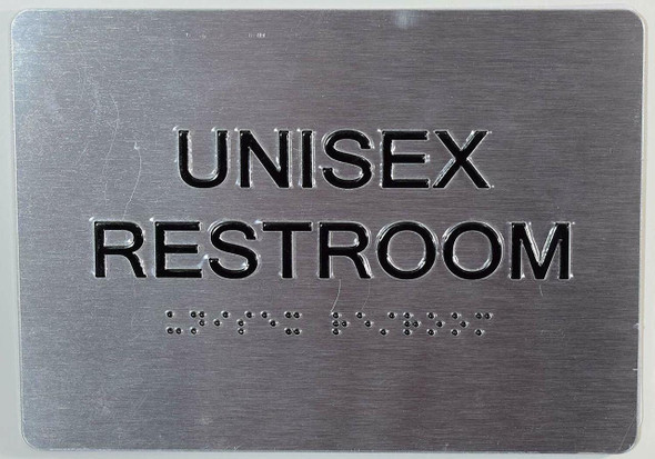 Unisex Restroom SIGNAGE with Tactile Text and Braille SIGNAGE - Unisex Restroom SIGNAGE with Tactile Text and Braille SIGNAGE -