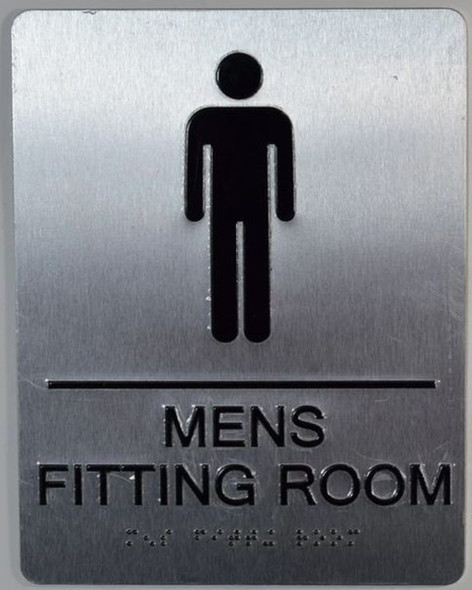 Men's Restroom Sign with Tactile Text and Braille Sign - Men's Restroom Sign with Tactile Text and Braille Sign -