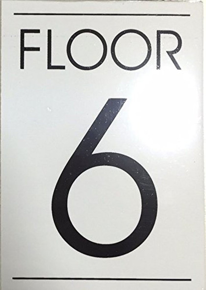 FLOOR NUMBER SIGN WHITE - 6TH FLOOR SIGN FLOOR NUMBER SIGN WHITE - 6TH FLOOR SIGN