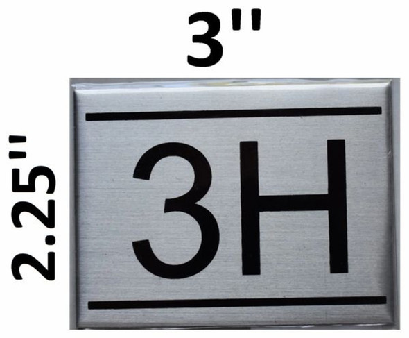 APARTMENT NUMBER Sign3H -BRUSHED ALUMINUM APARTMENT NUMBER Sign3H -BRUSHED ALUMINUM