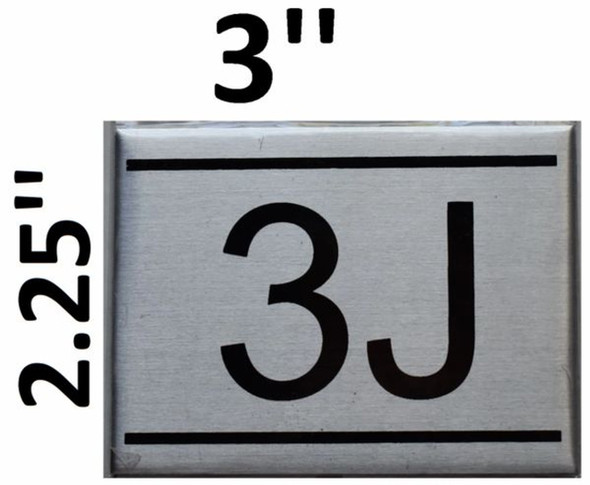 APARTMENT NUMBER Sign3J -BRUSHED ALUMINUM APARTMENT NUMBER Sign3J -BRUSHED ALUMINUM