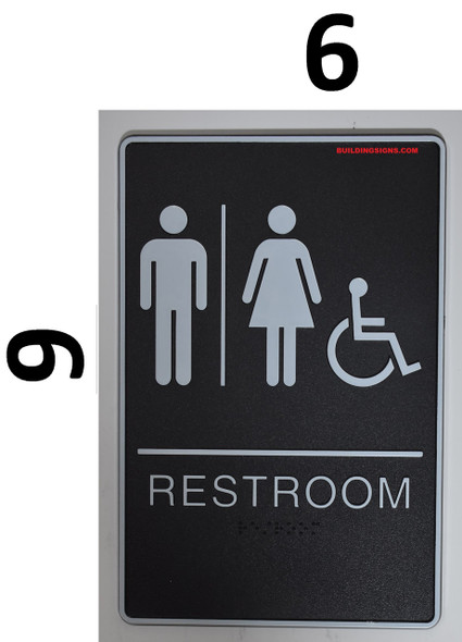 ACCESSIBLE Restrooms Sign- BLACK- BRAILLE